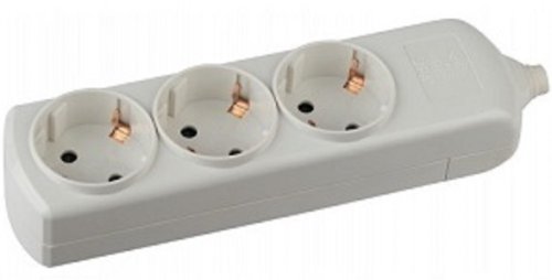 Колодка удлинителя с заземлением ЭРА K-3е 3-м 16А 3500Вт белый картинка 